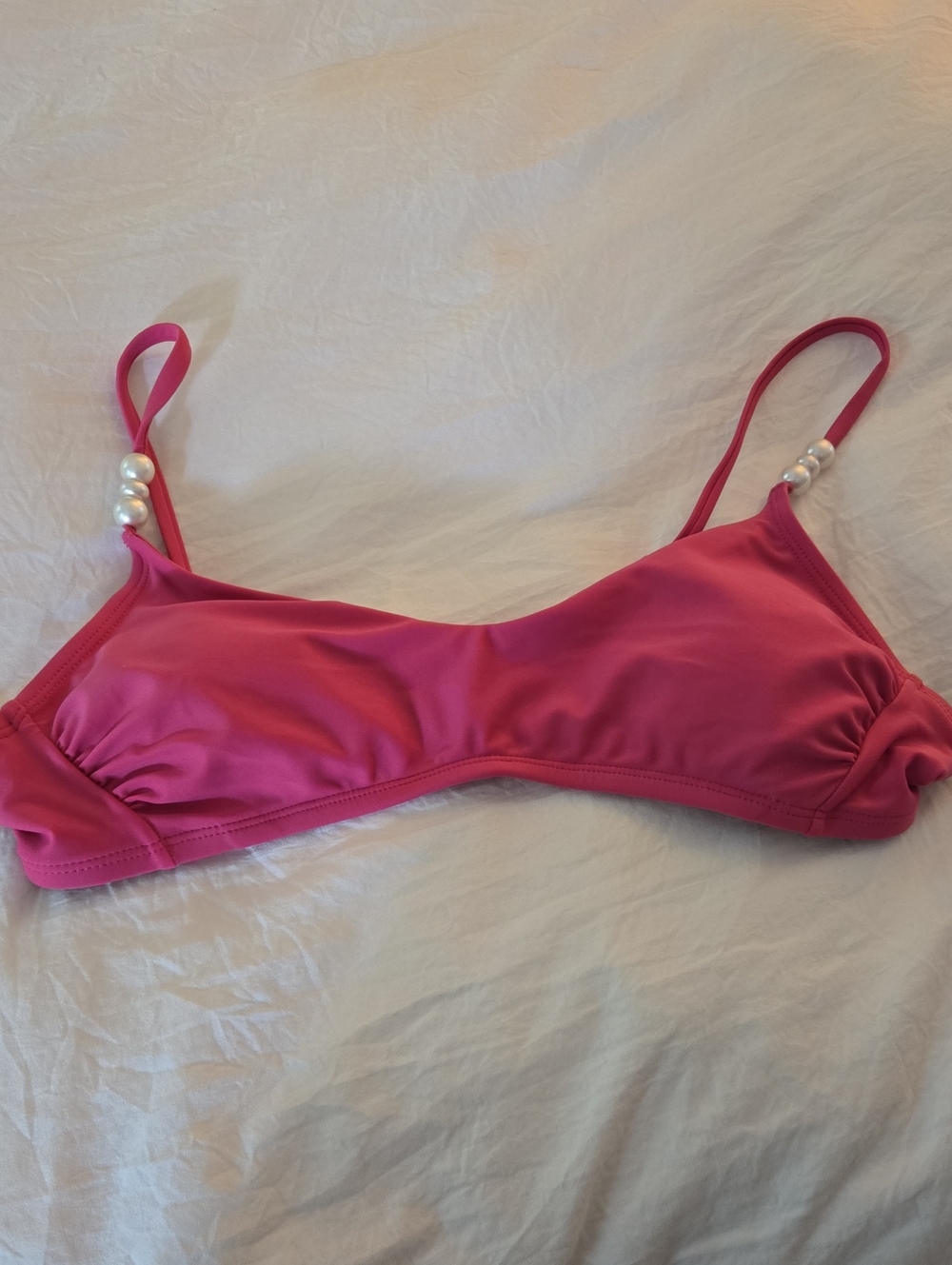 Women's Pearl-Accent Pink Swim Top